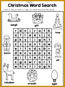 FREE Christmas Word Search Packet also includes label 292219