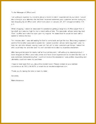 Sample plaint Letter to Retail Store 409316