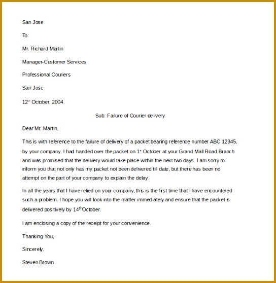 Sample Customer plaint Letter Free Download 558544