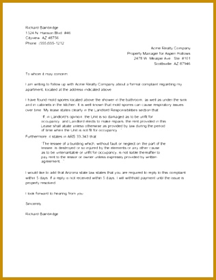 Sample plaint Letter to Property Manager 409316