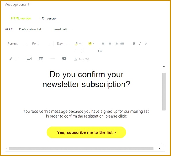 How should the email confirming the registration look like 544595