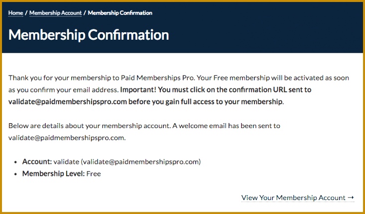 pmpro email confirmation membership confirmation 431733