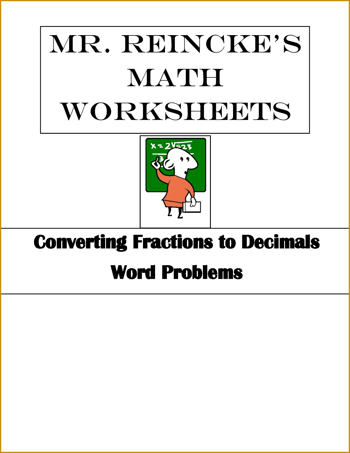 Converting Fractions to Decimals Word Problems 4 worksheets 15341185