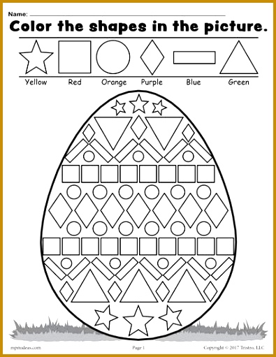 Color the Shapes in the Easter Egg Worksheet 511395