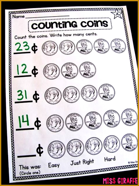 Teaching Money I love how these counting coin worksheets are differentiated so this one only focuses on adding dimes and pennies and it slowly bu… 595446
