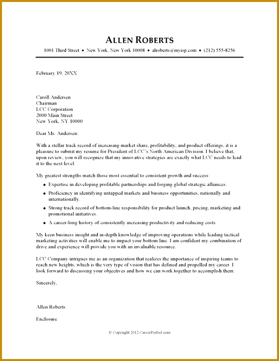 Cover Letter Example Executive or CEO 736569