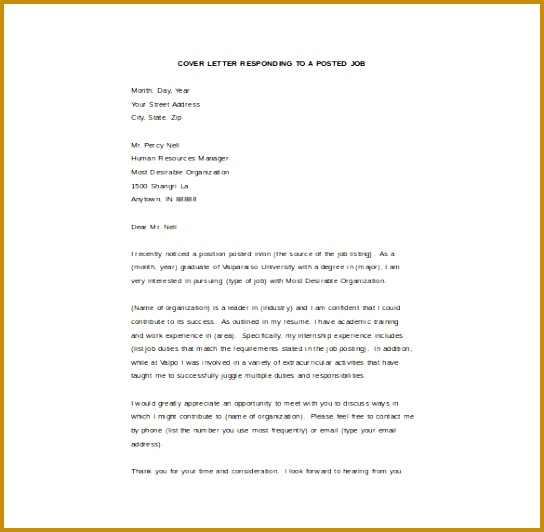 Email Cover Letter Responding to Posted Job Word Format Free Download 532544