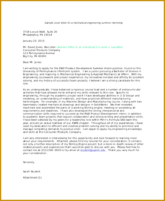 Sample Cover Letter For Engineering Internship 678558