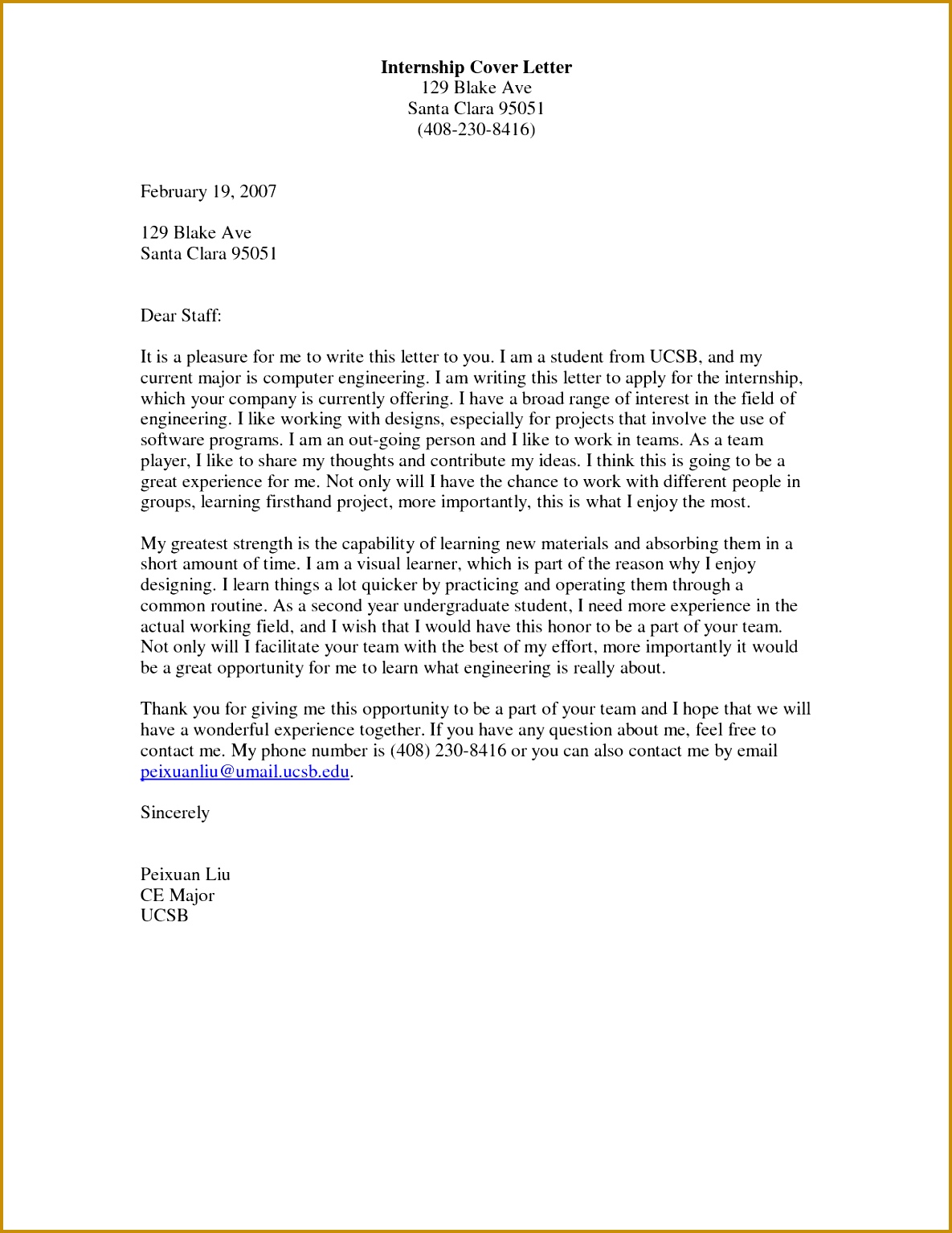 perfect application cover letter example for internship engineering sample letterreference letters words 15341185