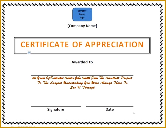 Printable Certificate of Appreciation 05 535412