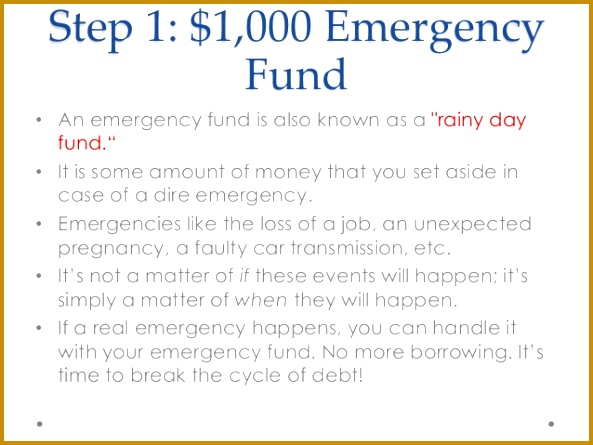 Step 1 $1 000 Emergency Fund 5 445593