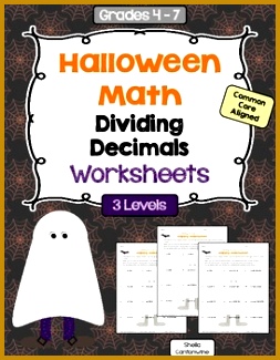 Halloween Math Dividing Decimals Worksheets Differentiated 325253