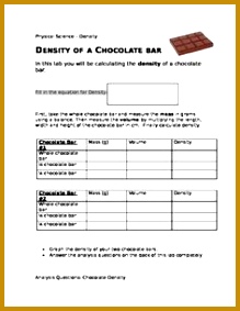 Density of a Chocolate Bar Lab Physical Science 8th grade 283219