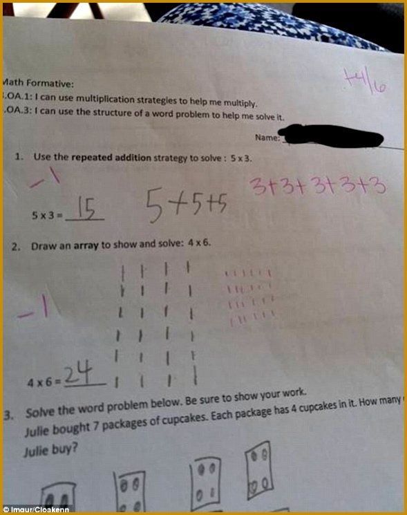 The above two questions were marked wrong because children are taught to read multiplication questions as 745589