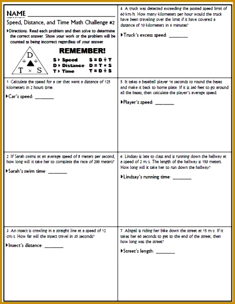 A worksheet with 15 speed word problems This can be a great practice review 594459