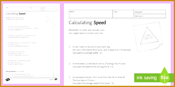 KS3 Calculating Speed Homework Worksheet Activity Sheet Homework speed calculating distance 292585