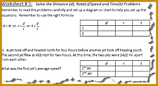 Distance Rate and Time Worksheet 5 of 5 177325
