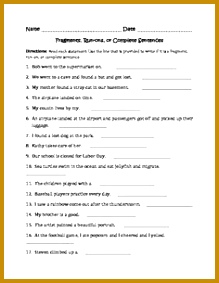 Fragments Run s and plete Sentences Worksheet 283219
