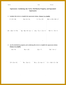 bining Like Terms with Distributive Property Task Cards in Action 283219