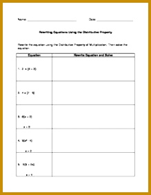 Rewriting & Solving Equations Using the Distributive Property Worksheet 282219