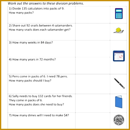 division worksheets grade 4 for 4th class proble a part of under Math Worksheet 427427