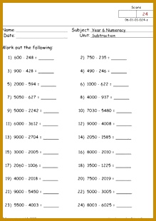 PrimaryLeap Subtraction 1 Worksheet 310219