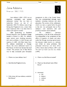 Jane Addams Reading Worksheet 281219