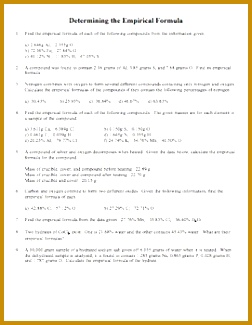 Determining Empirical Formulas Worksheet 325252