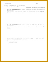 2 pages Empirical and Molecular Formula Practice 216167