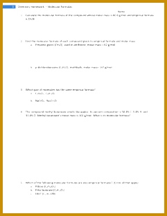 Empirical and Molecular Formula Calculations Chemistry Groupwork Types of Reactions 312241