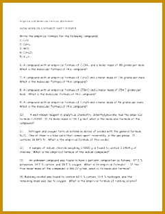 empirical formula worksheet 312241
