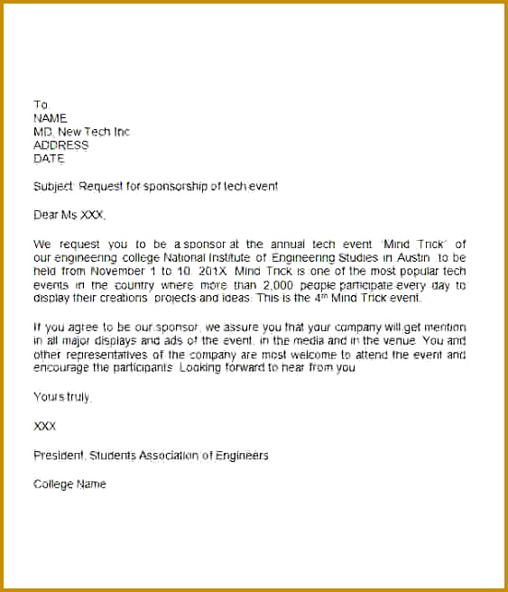 Sponsorship Template Event Sponsorship Letter 656563