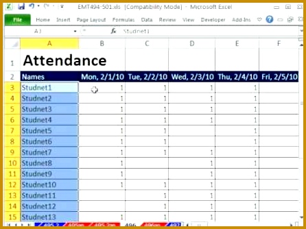 Excel Magic Trick 496 Attendance Sheet with Freeze Pane IF & SUM funct 446334