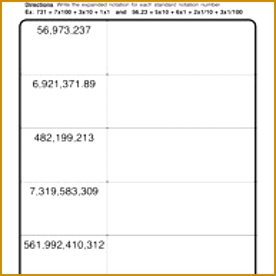 Free Worksheets place value worksheets expanded notation Place Value Standard Expanded Worksheet 1 558558