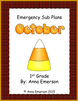 Emergency Sub Plans October for First Grade pound WordsFact FamiliesAddition 251325