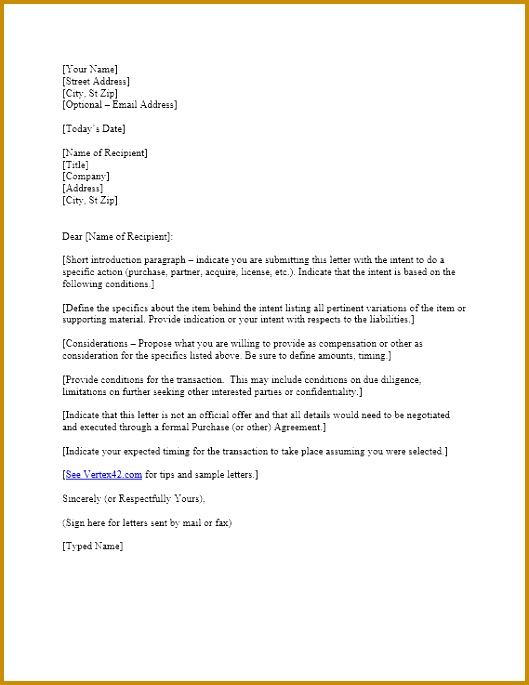 Letter of Intent Template 685529