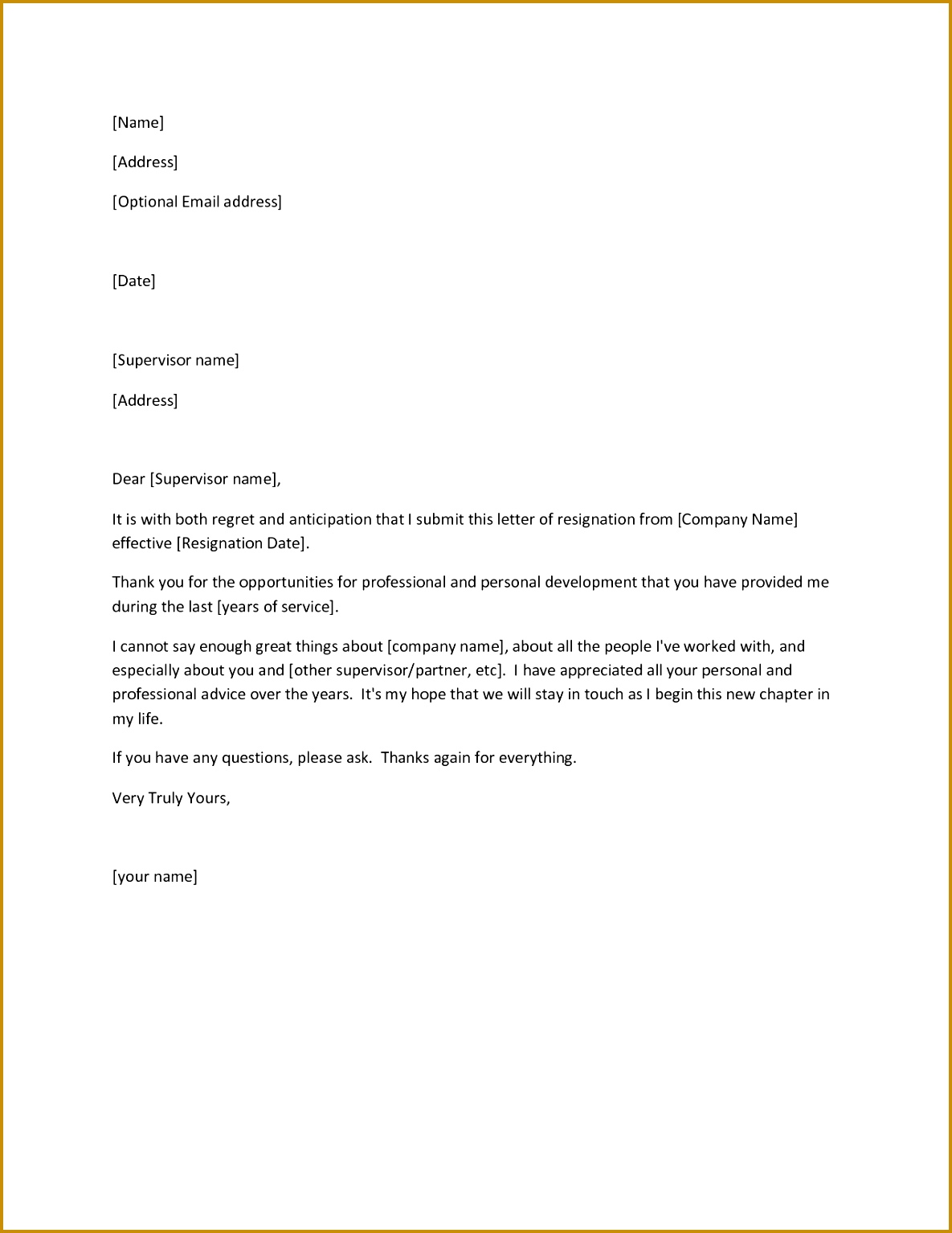 formal letter of resignation template 11851534