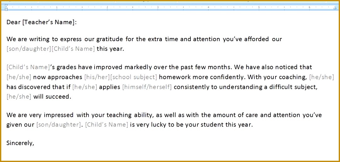 Thank you Letter to Teacher 5161082