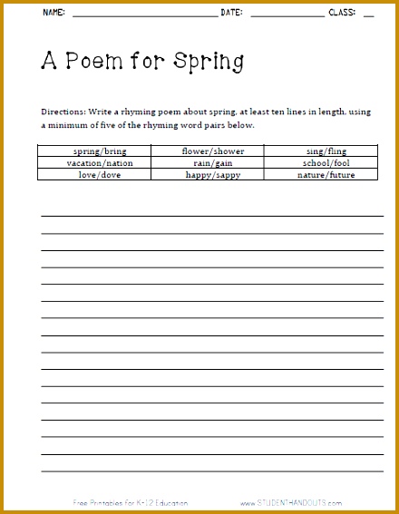 A Poem for Spring Poetry Writing Worksheet 567440