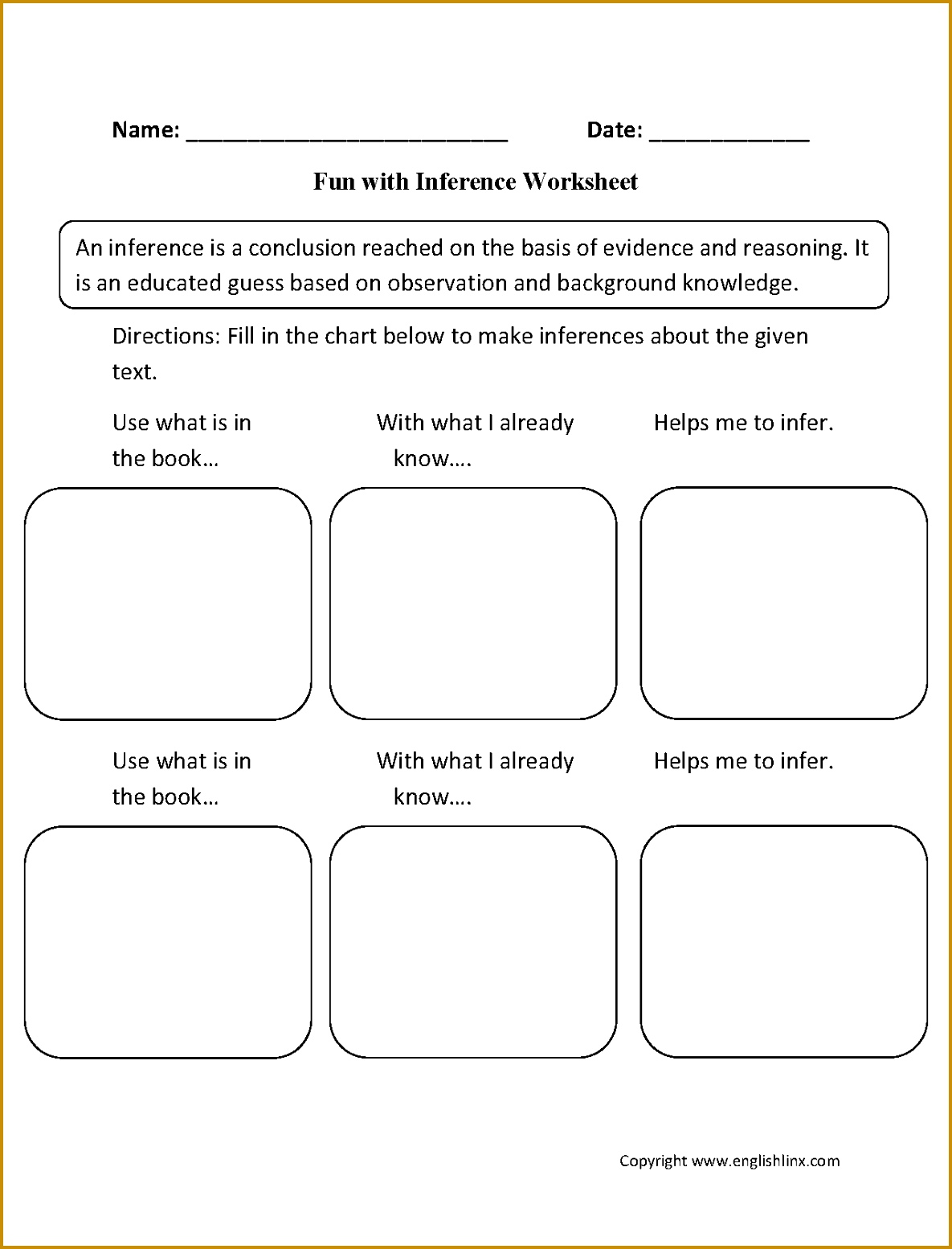 Fun with Inference Worksheets 15541185