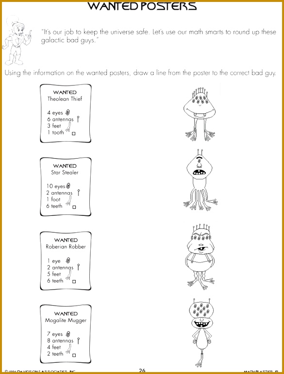 Simple fun and easy Wanted Posters is a math worksheet most kids 771585