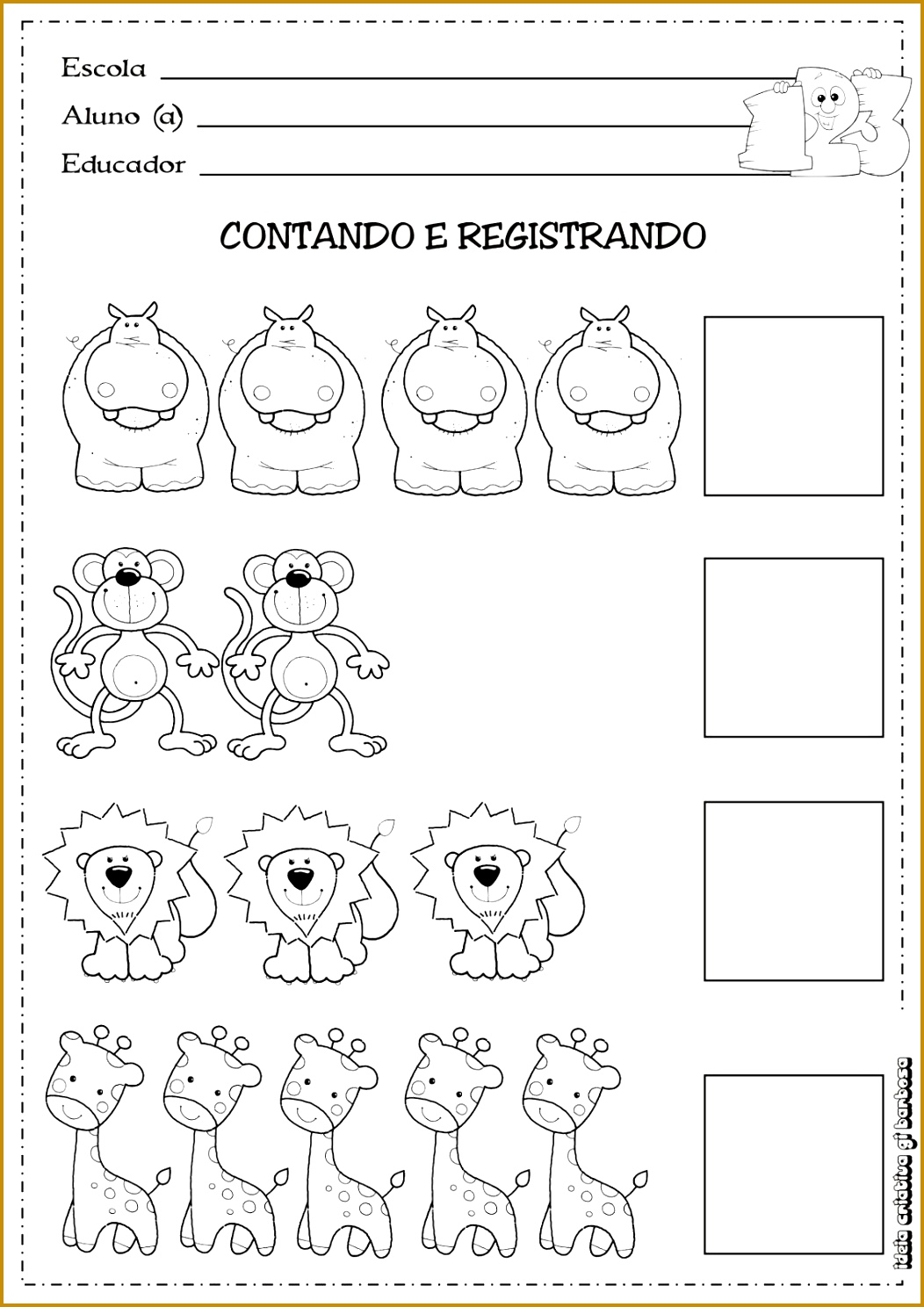 Atividade Matemática Educa§£o Temática Animais Selvagens Kindergarten WorksheetsPreschool PrintablesAlphabet 14881052