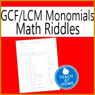 Math Riddle Finding the GCF and LCM of Monomials Fun Math 325325