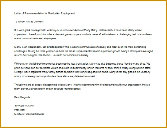 Sample Letter of Recommendation for Graduate School Download 418544