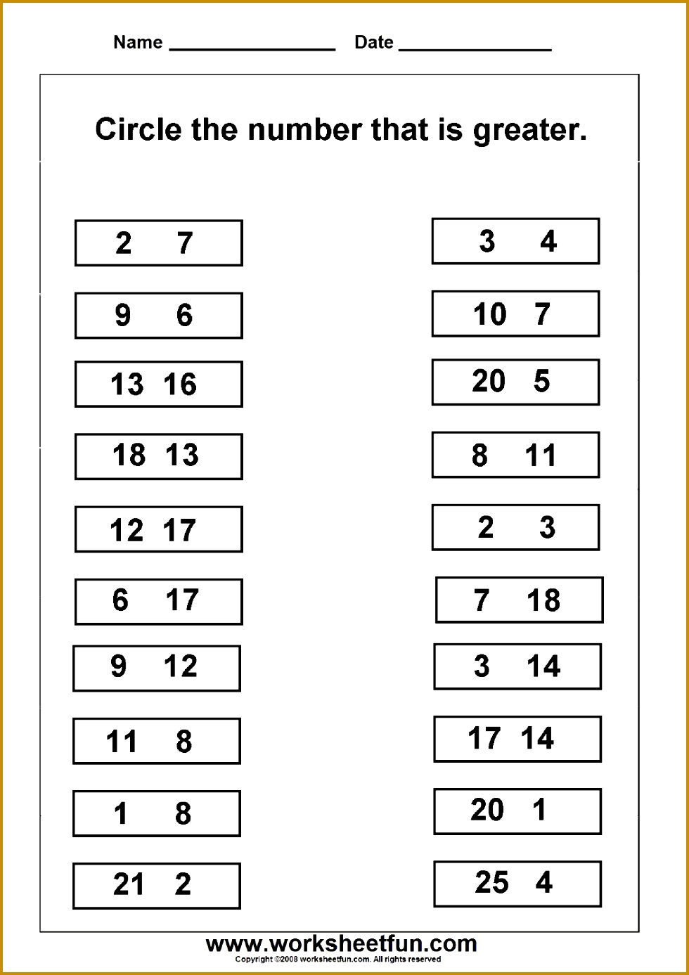 paring Numbers – Greater and Smaller Number – 2 Worksheets eikvi Greater and smaller number – Worksheet 1 – Download 1387980