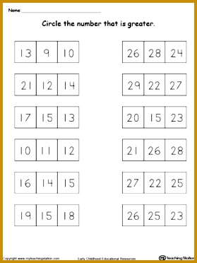 Using Less and Greater Than Signs by paring the Number of vbkyD Greater Than Worksheet paring Numbers 10 Through 30 372279