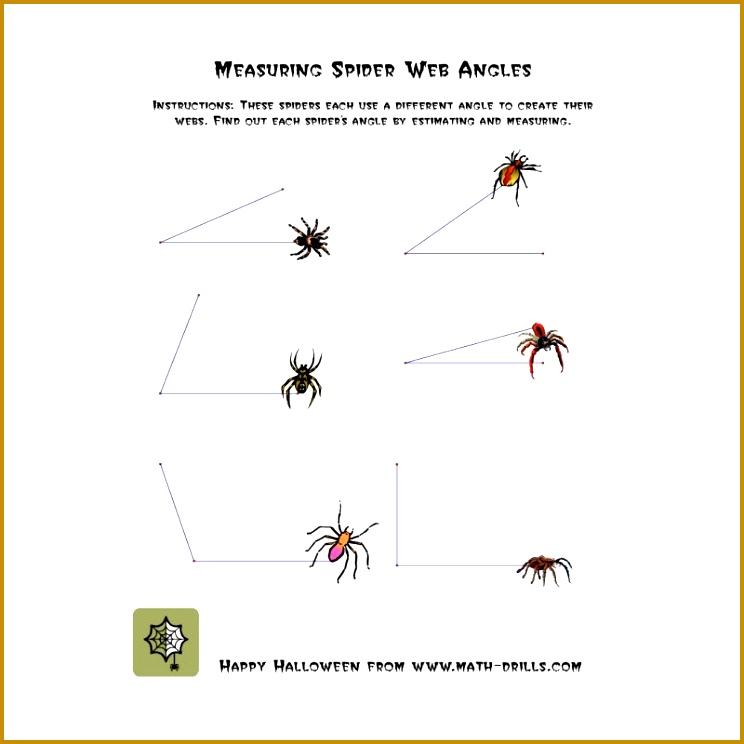 Halloween Math Worksheet Measuring Spider Web Angles 744744