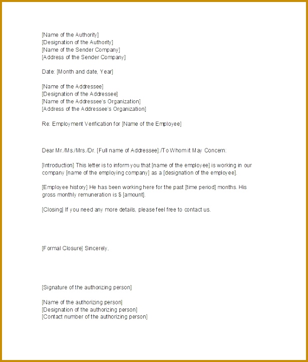 Printable Proof of Employment Letter Template 09 722615