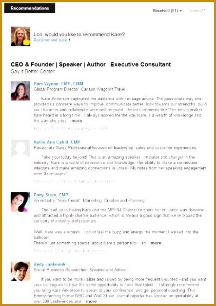Can you a direct link to your LinkedIn Re mendations Lori Ruff Pulse 443627