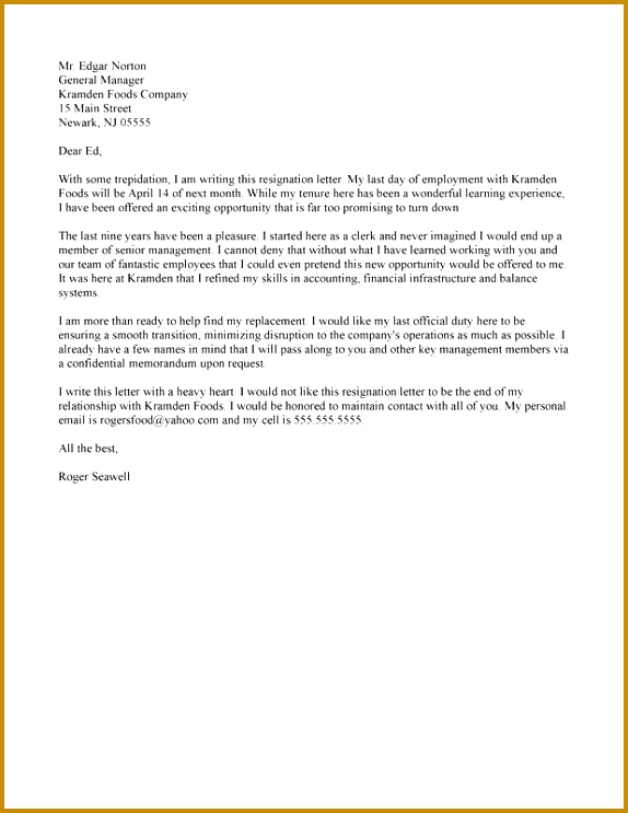 Resignation Letter Samples 574743